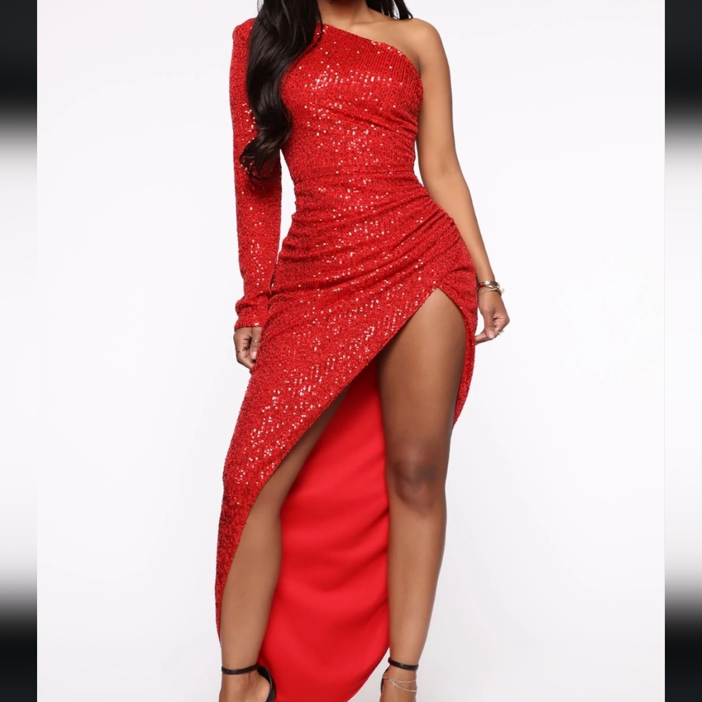 Sequins dress high slit